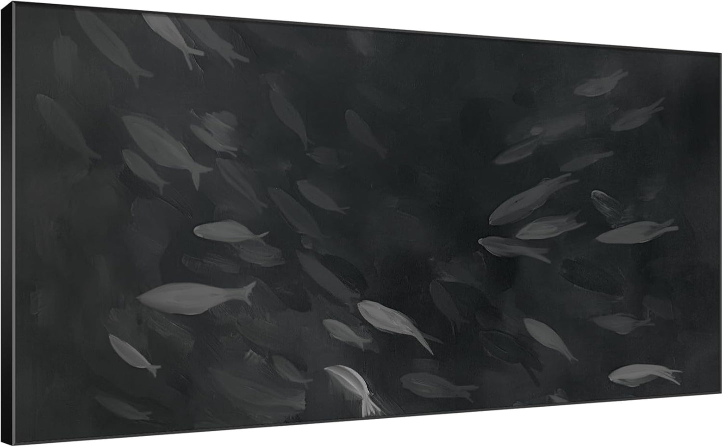 SIGNWIN 36"x72" Extra Large Framed Wall Art Monochrome Fish Silhouettes Illustration for Home Living Room Bedroom Decor (Frame Assembly Required)