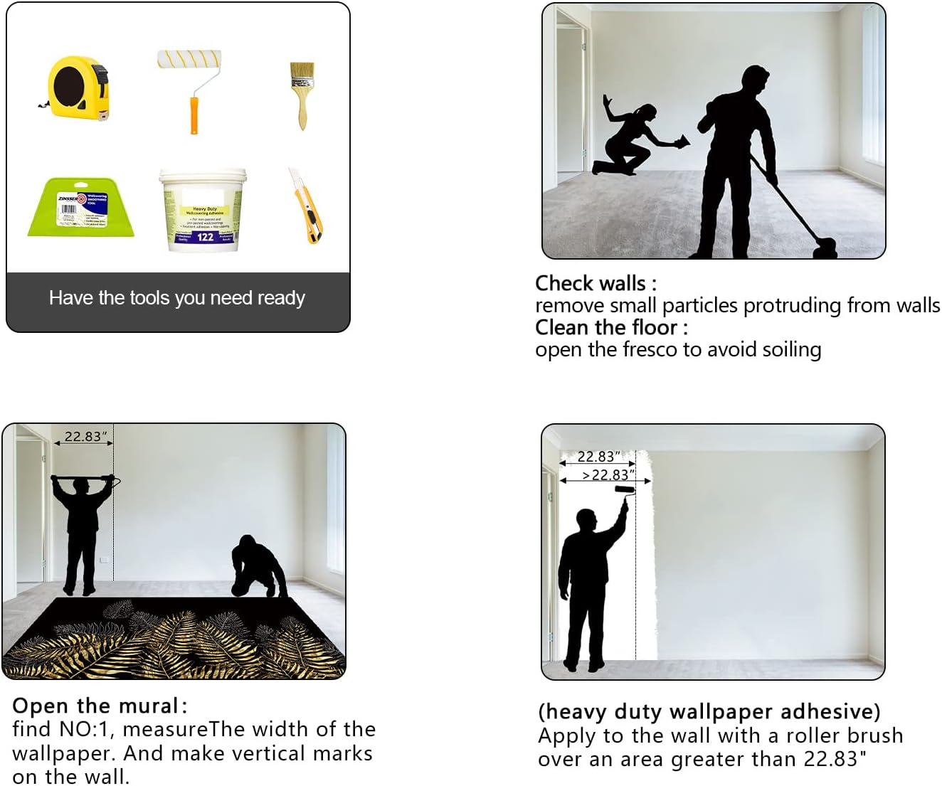 Black and Gold Leaf Mural Bedroom Tropical Botanical Wallpaper Room Plant Decor Living Room tv Background Large Wall Mural - 137"x96" (Not Peel and Stick)