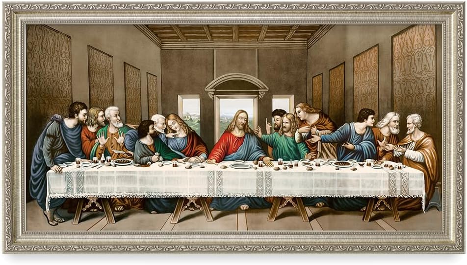 DECORARTS - The Last Supper by Leonardo da Vinci. Oil Painting Reproduction, Giclee Print on Canvas. Ready to Hang Framed Wall Art for Home and Office Decor. Total Size w/Frame: 26.5x14.5
