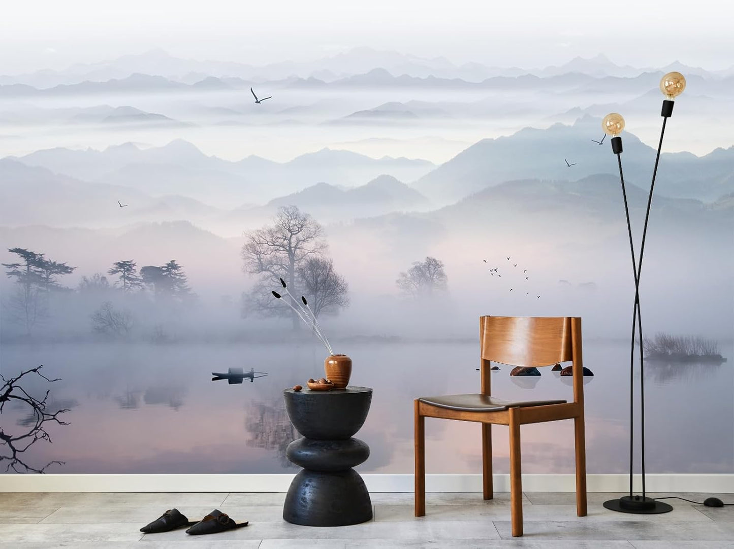 Mountain Lake Landscape Wall Mural for Bedroom Living Room Office Restaurant(Not Peel and Stick)