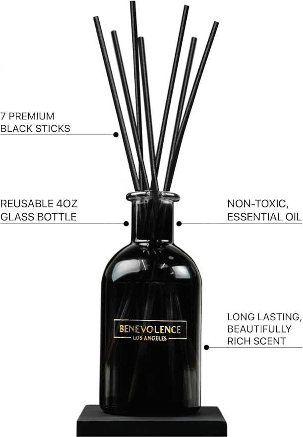 Benevolence LA Reed Diffusers for Home, Lavender & Eucalyptus Relaxing Fragrance | Aromatherapy Reed Diffuser Sticks with Gift Box, Scented Sticks for Bathroom | Home Décor