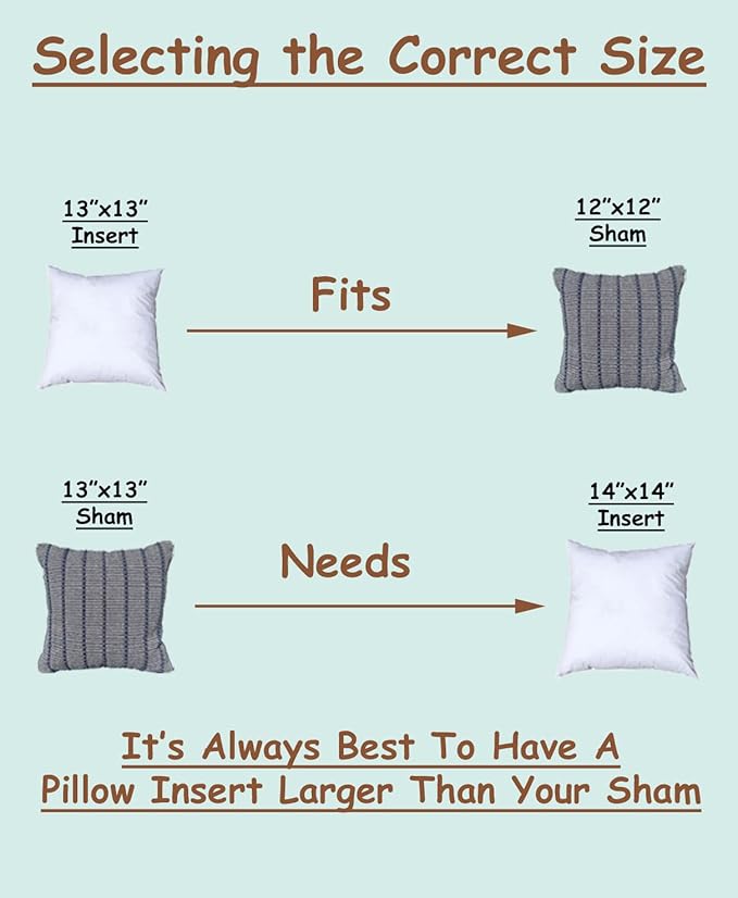 Pillowflex Premium Polyester Pillow Insert – 13x13 - Square Pillows Form, Machine Washable, Soft Sham Supports, Decorative Form for Covers and Throw Pillows, Hypoallergenic - Made in USA - 2 Pack