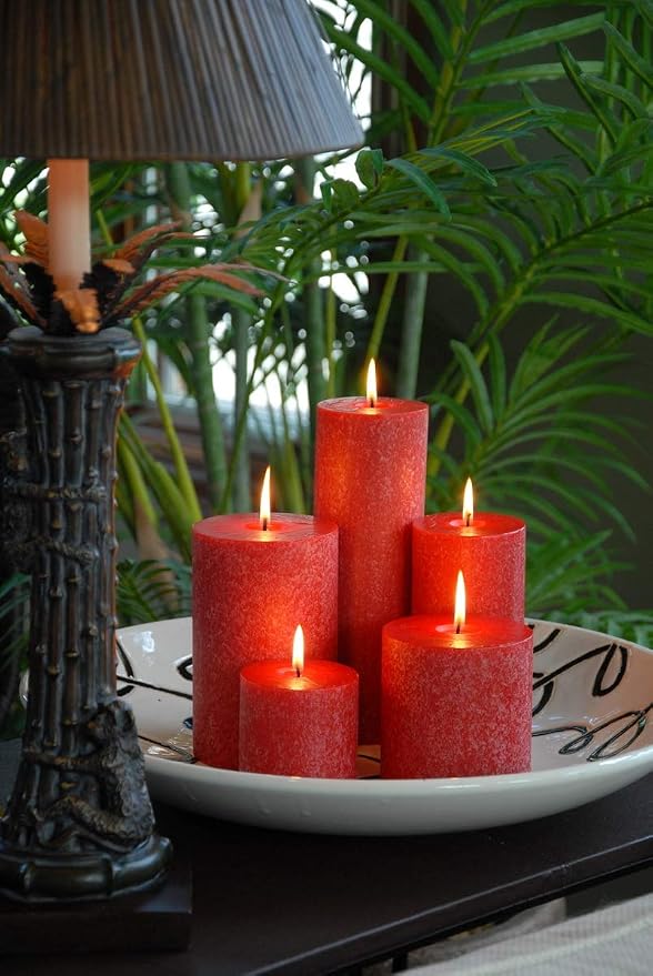 Root Candles Unscented Candles Premium Beeswax Blend Pillar Candle, 3 x 6-Inches, Red