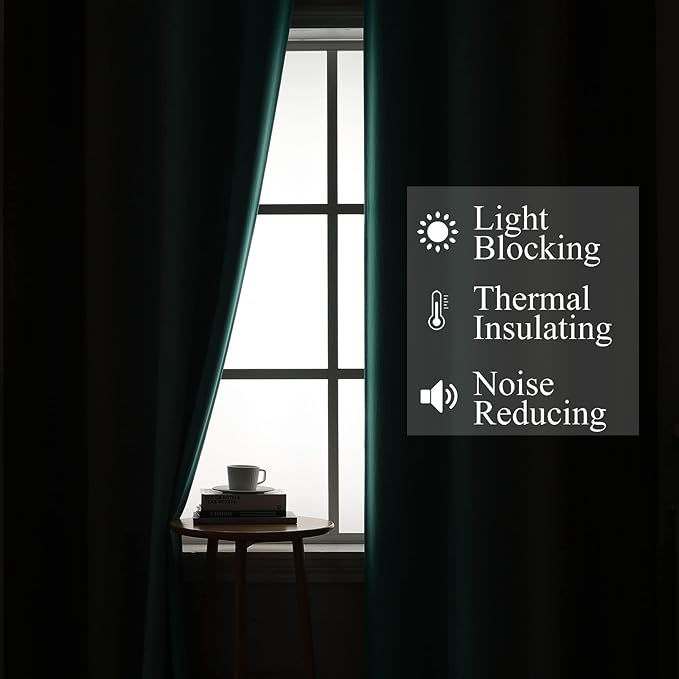 Estelar Textiler Brown and Teal Room Darkening Blackout Curtains 84 Inch Length 2 Panels Set for Living Room, Thermal Insulated Ombre Light Blocking Grommet Blackout Drapes for Bedroom, 42Wx84L
