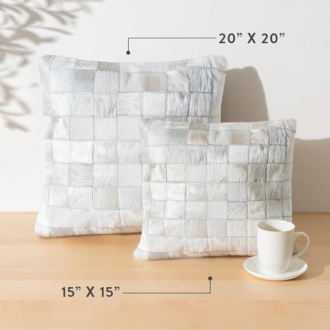 ecowhides 100% Genuine Brazilian Cowhide Pillow Cover – Luxury Leather Decorative Cushion for Rustic & Western Home Décor