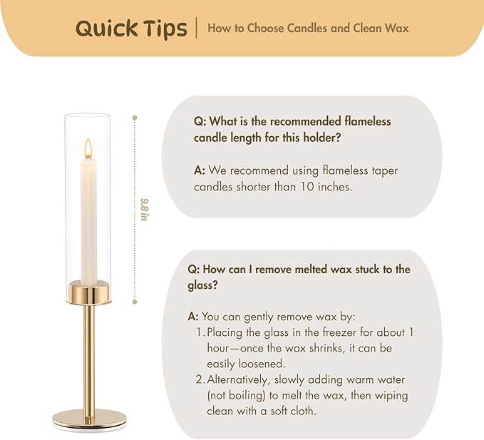 Gold Hurricane Glass Candle Holders Set of 3 Brass Taper Candlestick Holder | Windproof Flameless Candle Holder, Tall Candle Stick Holder, Table Centerpieces for Wedding, Christmas Party, Fireplace Decor