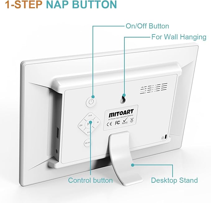 10.1 Inch Digital Alarm Clock with Date and Day of Week for Dementia Seniors, Clear Large Screen, Multiple Alarm Sets, Auto DST, Designed Specifically for Elderly - White