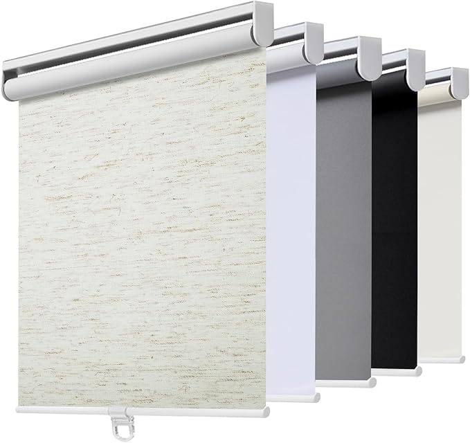 Cordless Roller Shades Blackout Blinds for Windows Room Darkening Rolled Up Shades with Spring System, UV Protection Window Shades Door Blinds for Home and Office (36.5" W x 72" H, Linen Cream