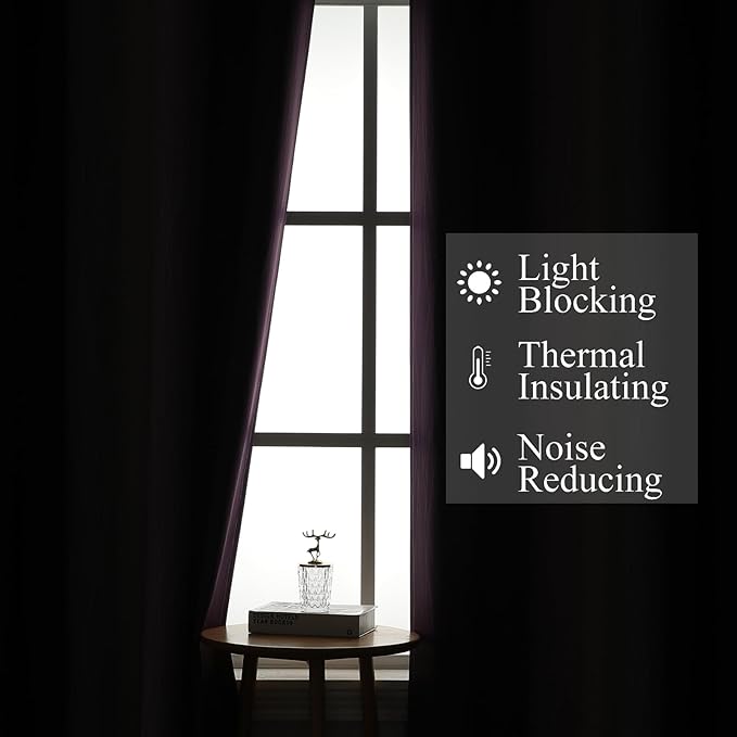 Estelar Textiler Black and Purple Ombre Blackout Curtains for Bedroom, Full Room Darkening Grommet Curtains for Living Room, Thermal Insulated Light Blocking Gradient Drapes, 52Wx63L,2 Panels