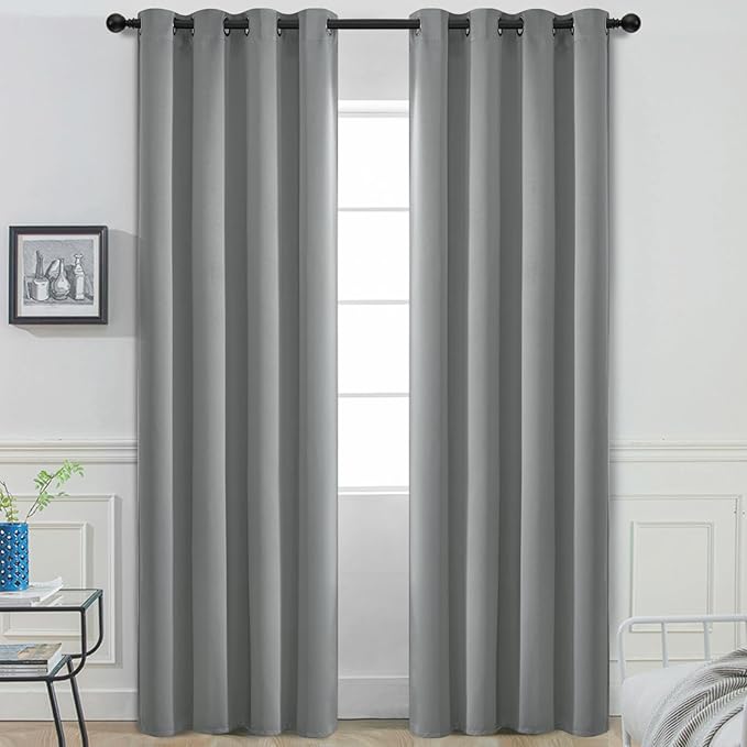 Yakamok Dove Grey Room Darking 108 Inch Length 2 Panel Sets for Livingroom Dining Room Darkening Thermal Insulated Bay Window Hotel Modern Elegant Black Out Sunblock Curtins/Bedroom,52 x 108 Inches