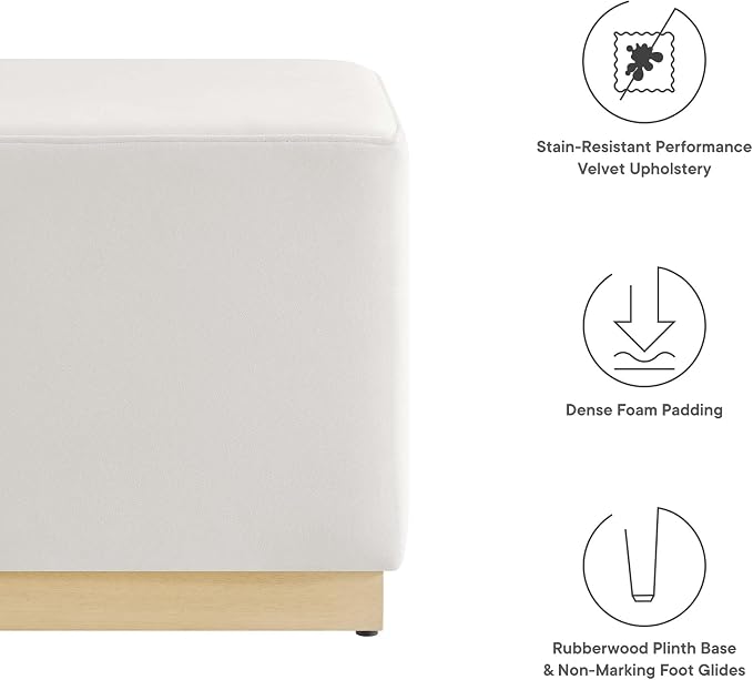 Modway 17" Square Performance Velvet Upholstered Upholstered Ottoman