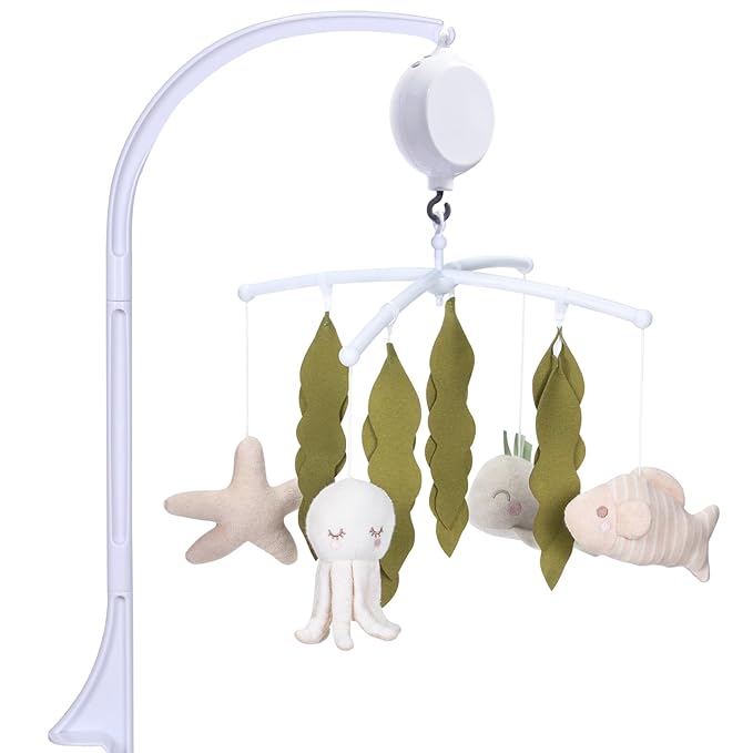 Crib Mobile 35 Lullaby Music,Cotton Baby Mobiles for Cribs & Pack N Play, Easy to Install, Stuffed Animals Hanging Toys Newborn Boys & Girls, Ocean Nursery Decor