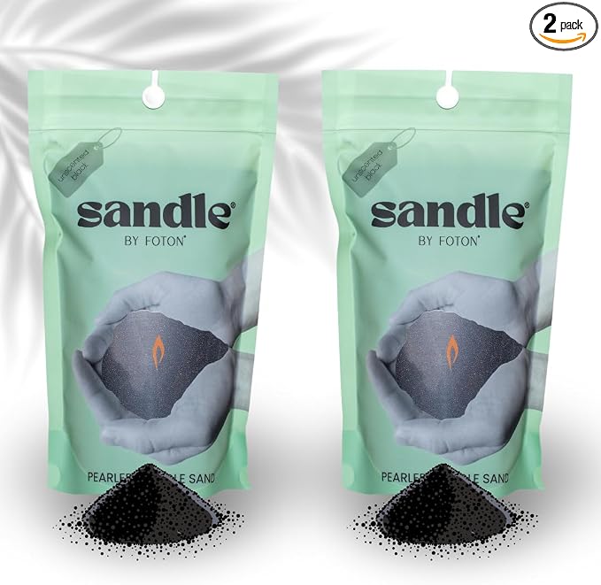 Sandle by Foton Pearled Candle – Multi-Pack (2 x 10oz) – Black Unscented, Non-Toxic, Luxury & Long-Lasting Candle Sand Wax up to 120 Hours – with 15 Wicks Each Pack