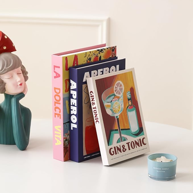 Set of 3 Decorative Books for Home Decor,Stylish Fake Books for Decoration, Aesthetic Decor Books Set for Coffee Table,Bookshelf,Mantel,Living Room,Hotel,Villa Decor,Storage Box for Photos