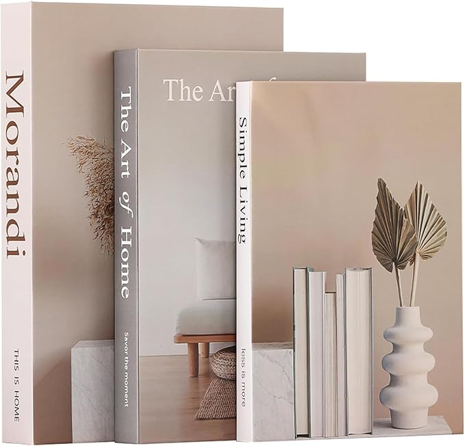 Set of 3 Decorative Books for Home Decor,Stylish Fake Books for Decoration, Aesthetic Decor Books Set for Coffee Table,Bookshelf,Mantel,Living Room,Hotel,Villa Decor,Storage Box for Photos
