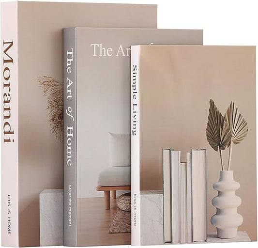 Set of 3 Decorative Books for Home Decor,Stylish Fake Books for Decoration, Aesthetic Decor Books Set for Coffee Table,Bookshelf,Mantel,Living Room,Hotel,Villa Decor,Storage Box for Photos