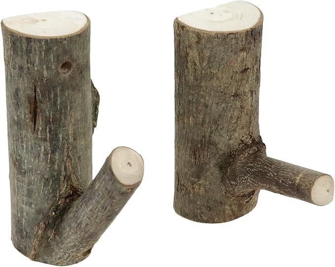 2Pcs Real Wood Tree Branch Wall Hook,Thickness 5cm-6cm with Screw | Farmhouse Rustic Decorative Wooden, with Bark Trunk