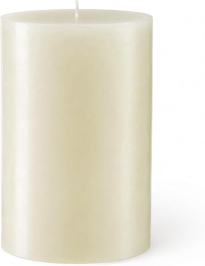 Mister Candle Unscented 4"x6" Ivory Pillar Candle, Solid Color, Cotton Wick, Dripless & Smokeless, Premium Wax Candle for Home Decor, Handmade, 120 Hour Burn Time