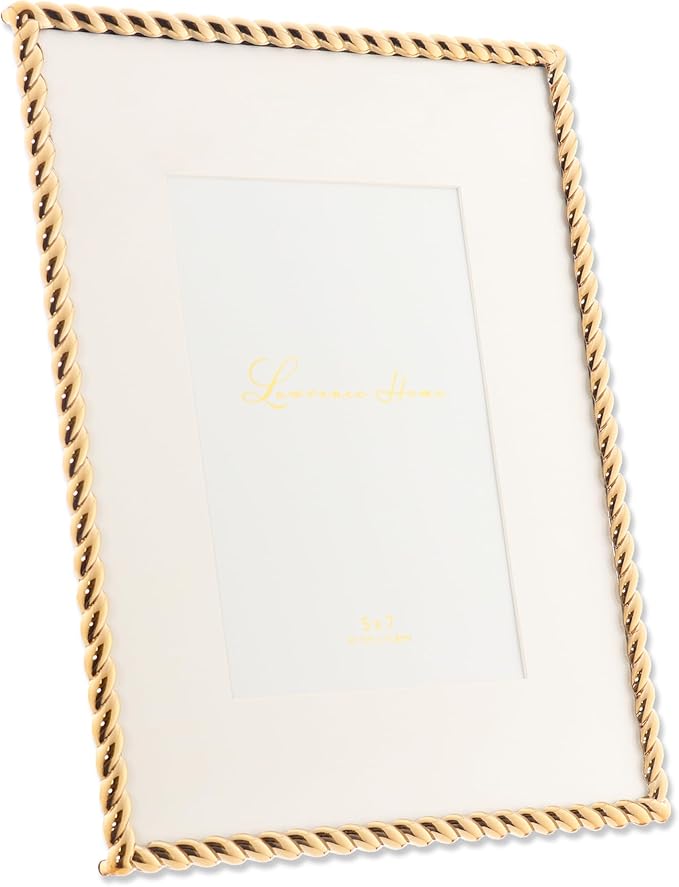 Lawrence Frames Rope Design Metal Frame, 8x10, Matted 5x7, Gold