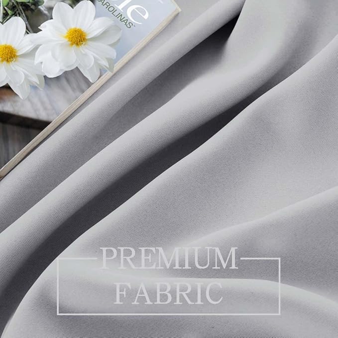Light Grey Double Layered Curtains - Mix & Match Window Drapes, Grey Blackout 2 Layers Curtain Decor for Living Room Bedroom, 52W X96L Inch, Light Grey, 2 Pieces
