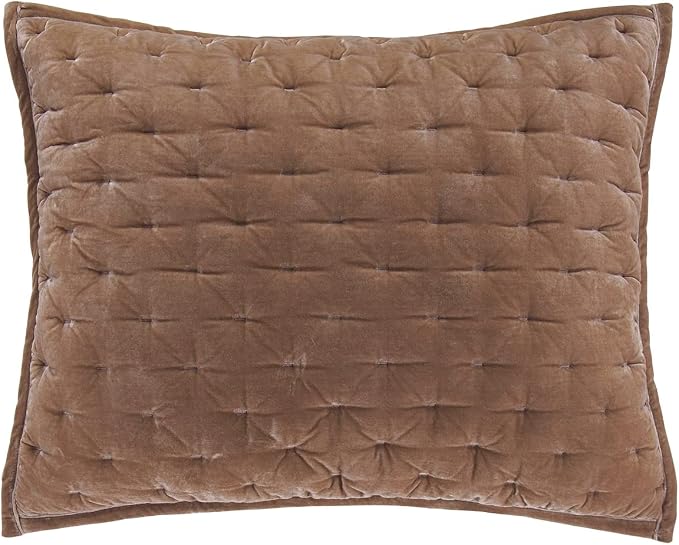 HiEnd Accents Stella Faux Silk Velvet Pillow Sham, Standard, 21x27 inch, Dusty Rose, Romantic Western Modern Traditional Style Luxury Bedding