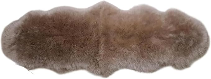 Woolous Genuine New Zealand Sheepskin Double Pelt Rug- Handmade Sheep Skin Runner Rug, Soft Thick Natural Bedside Area Rug for Bedroom and Living Room Decor, (2x6 ft, Brown) | double pelt sheepskin fur; soft thick natural 2x6 runner rug for bedroom, li...