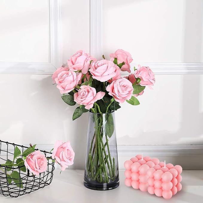 2PCS Pink Bubble Candle Teen Girls Room Decor - Rose Scented Cube Candles Floating Shelves Bubble Shaped Small Candle, Boho Home Office Cute Room Decor Candles