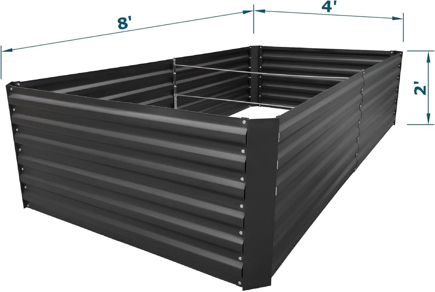 8x4x2FT Metal Raised Garden Bed Kit, Galvanized Outdoor Garden Bed Planter Box for Vegetables, Flowers, Herbs, Succulents and More, Black