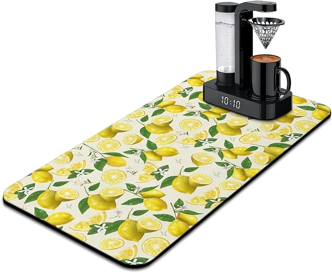 Fun Coffee Mat 31inx17in,Coffee Bar Mat for Countertops,Absorbent Hide Stain Anti-Slip Coffee Bar Accessories Fit Under Coffee Machine Mat,dish Drying Mats for Kitchen