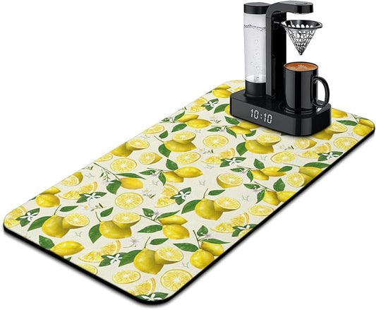 Fun Coffee Mat 31inx17in,Coffee Bar Mat for Countertops,Absorbent Hide Stain Anti-Slip Coffee Bar Accessories Fit Under Coffee Machine Mat,dish Drying Mats for Kitchen