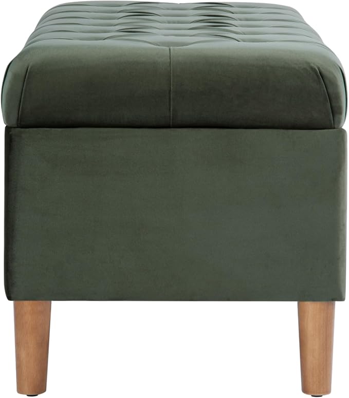 HomePop 40" Ainsley Button Tufted Storage Bench - Loden Green Velvet