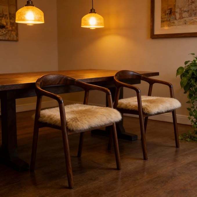 Luxury Beauty 2Pack Real Sheepskin Chair Pad 18"*18" Khaki Brown | All-Season Natural Wool Soft like Cloud For Tables Chair Dressing Chair Car Seat Office Chair Dining Chair