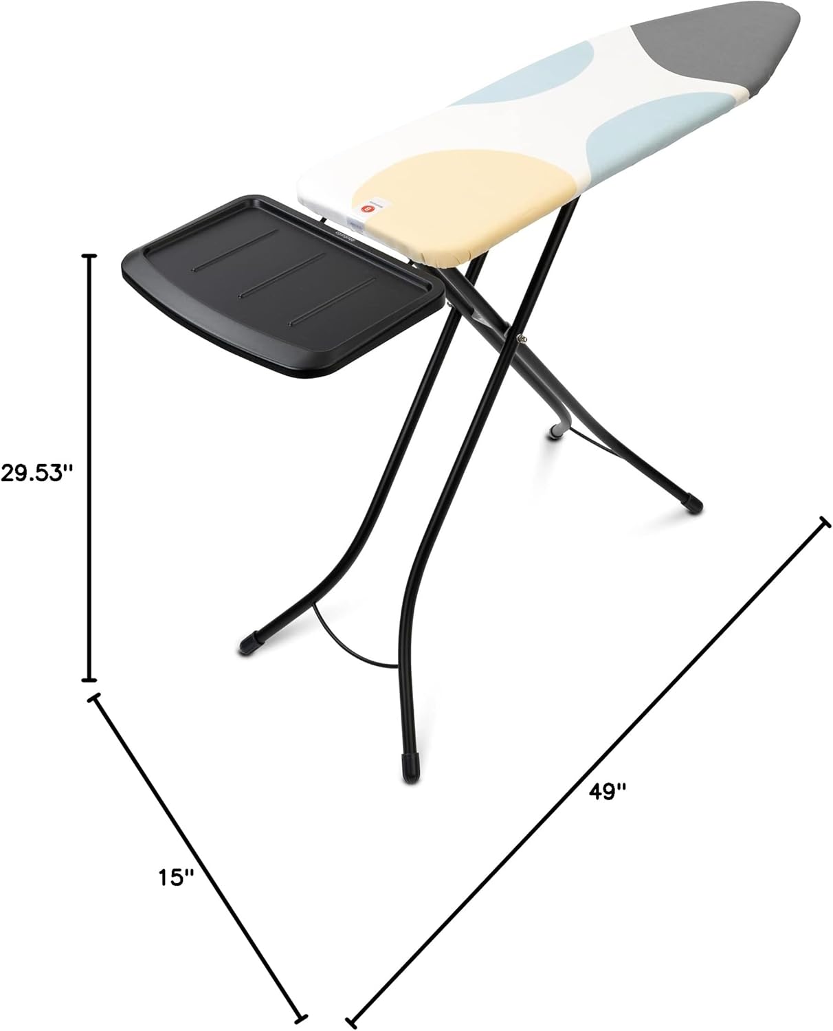 Brabantia Size B Ironing Board (49x15 in) 7 Height Options, Solid Steam Unit Rest Holder (Spring Bubbles) Non-Slip Feet, Anti-Collapse Child Locks