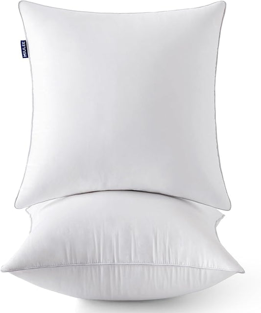 MIULEE Euro 26 x 26 Pillow Inserts (Set of 2) -Decorative Throw Pillows for Couch Sofa with 100% Cotton Covers
