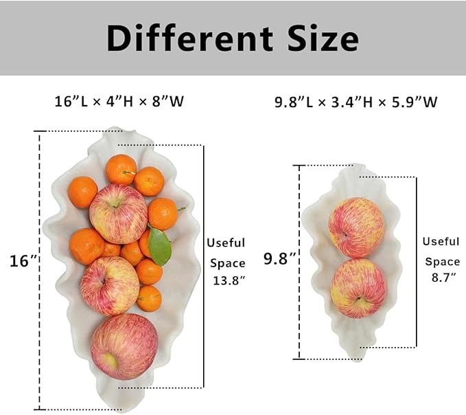 Off-white Large Decorative Bowl - 16” Fruit/Key/Purse Bowl for Home Decor - Coffee Table & Entryway Table Decor - Scalloped Ruffle Bowls - Unique Centerpiece Bowls(Big)