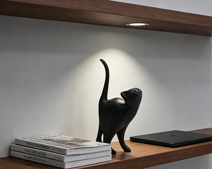 Black Cat Statue Modern Abstract, Home Office Shelf Decor, 7-Inch Vibrant Assorted Colors, Easy to Match Any Decor Style