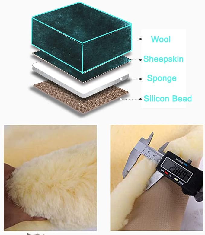 OGLAND Fuzzy Sheepskin Car Seat Cover | Luxury Comfortable Soft Cushion All Seasons | Auto Golf Cart Protection Pad for Pet Elderly Durable Long Drive Travel, Carbon Black