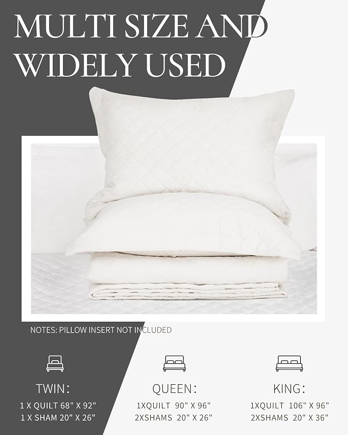 Luxury Velvet Queen Quilt Set, Ultra Soft Lightweight Cream White Velvet Comforter Set, Oversized Bedspread Coverlet with 2 Pillowcases Diamond Pattern, for All Season (White)