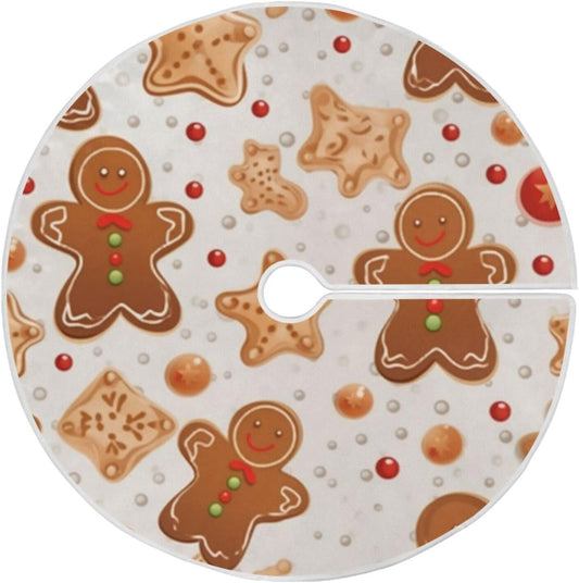 Gingerbread Christmas Tree Skirt - 36 Inch Xmas Tree Mat for New Year Party Decorations