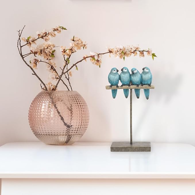 Braxio Bird Figurines Home Decor – Resin Tabletop Blue Bird Decor for Shelf Table Desk Modern Decorative Accent for Living Room Bedroom Office 5.5 x 2.5 x 9.5 Inch