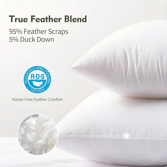 12"x20" Pillow Inserts Soft Feather Pillow Set of 2 Indoor Decorative Sofa Down Pillows Bed Pillows Couch Pillow
