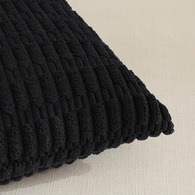 Fancy Homi 4 Packs Decorative Throw Pillow Covers for Living Room Couch Bed, Modern Farmhouse Boho Home Décor Accent Cushion Case, 14" x 14" (Pack of 4), Black