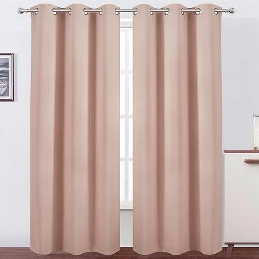 LEMOMO Blush Thermal Blackout Curtains/38 x 84 Inch/Set of 2 Panels Room Darkening Curtains for Bedroom