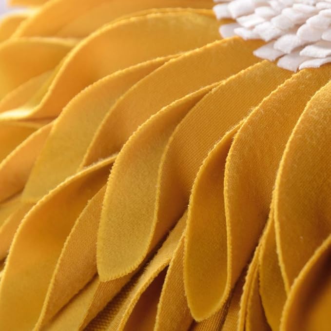 OiseauVoler 3D Sunflower Handmade Throw Pillow Covers Decorative Pillowcases for Home Couch Bed Living Room Decor Yellow 18x18 Inch