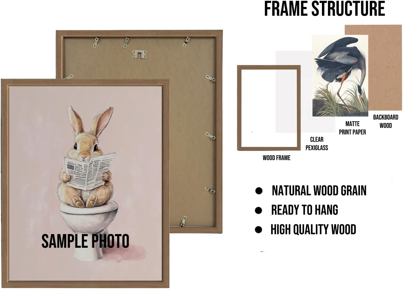 Crow under the Moonlight Poster Art Print, Halloween Scary Vintage Wall Art Academia Spooky Painting Decoration for Horror Prints, Gothic Posters Bedroom Decor 89 (Crow under the Moonlight, 8 x 10 inches, Wood Frame)