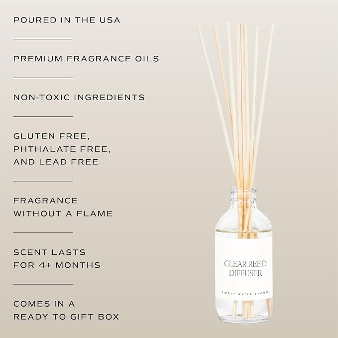 Sweet Water Decor Relax Girl Clear Reed Diffuser Set – Aromatherapy Home Fragrance with Peppermint, Cedar, Clove & Eucalyptus Notes – Long-Lasting Scent for Bedroom & Bathroom – Lasts Up to 4 Months