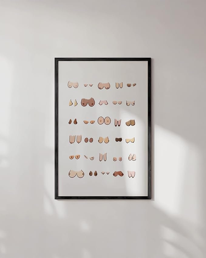 HAUS AND HUES Funny Bathroom Wall Art Decor Prints and Posters - Artwork for Wall Pictures - Boobs Poster (Unframed 24x36)