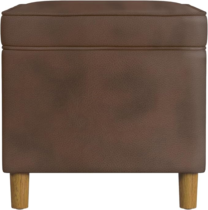 HomePop 24" Dinah Collection Storage Ottoman - Brown Faux Leather