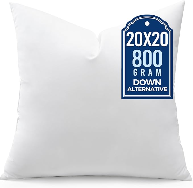 puredown® 20x20 Pillow Inserts, Pack of 1, Fluffy Soft Square Form Sham Stuffer, Decorative Throw Pillows for Couch, Sofa, Bed and Home Decor