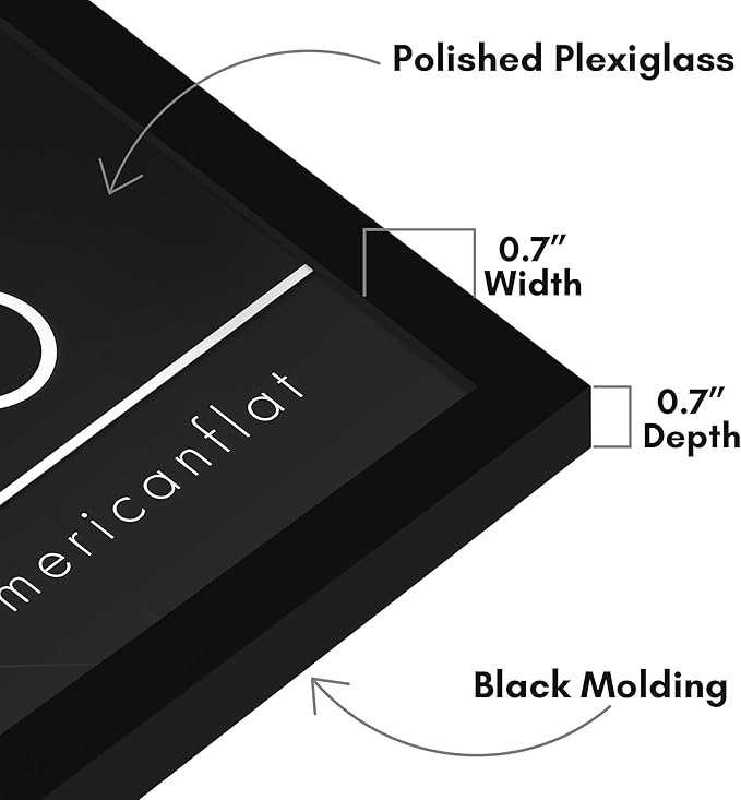 Americanflat 18x26 Poster Frame with Polished Plexiglass - Streamline Collection - Thin Border Picture Frame for Wall Display - Hanging Hardware Included - Black